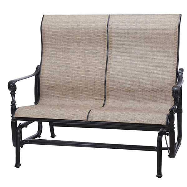 Grand Terrace Cast Aluminum Sling High Back Loveseat Glider by Gensun - Image 2